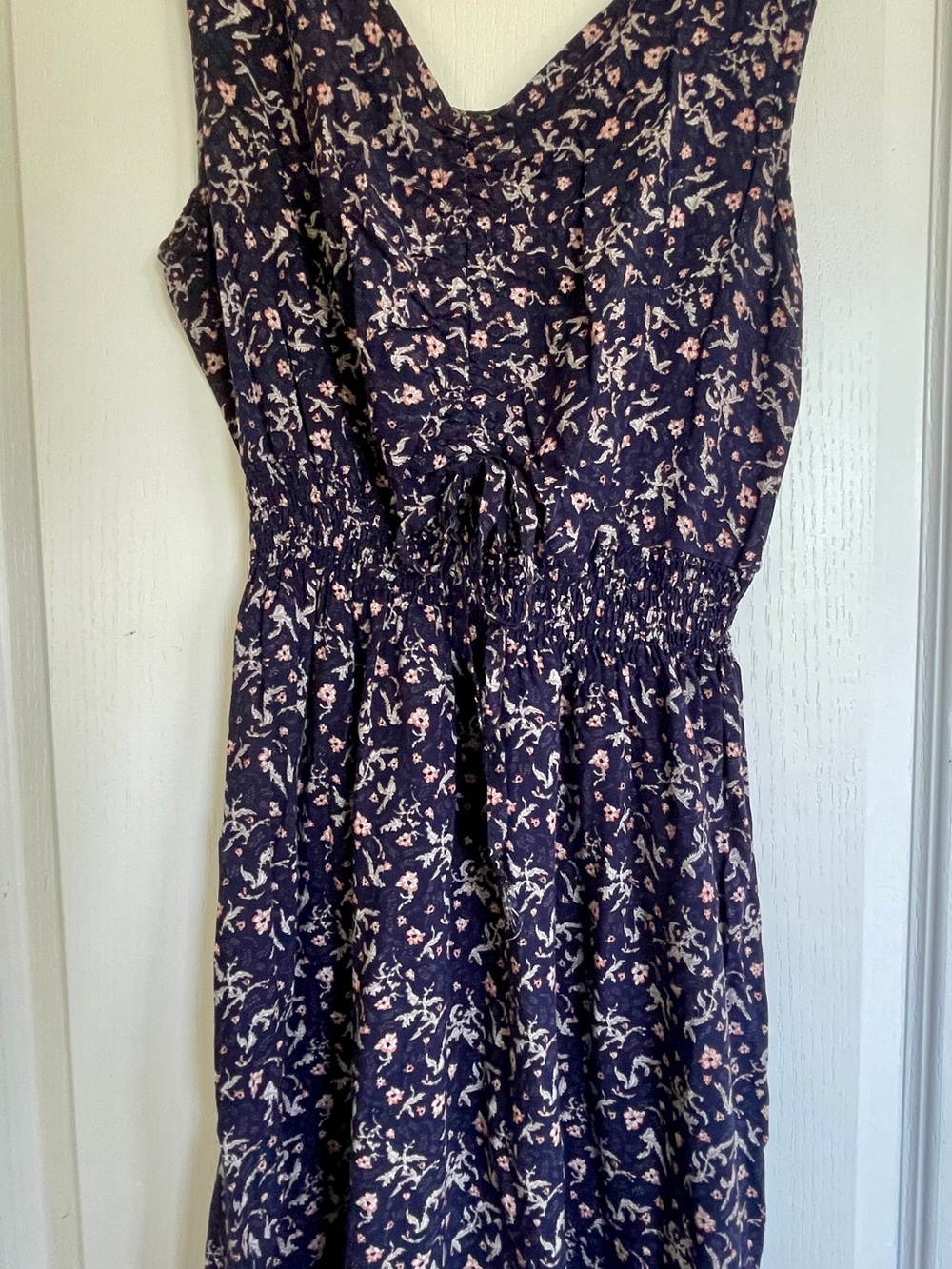 Navy Floral Sleeveless Summer Dress